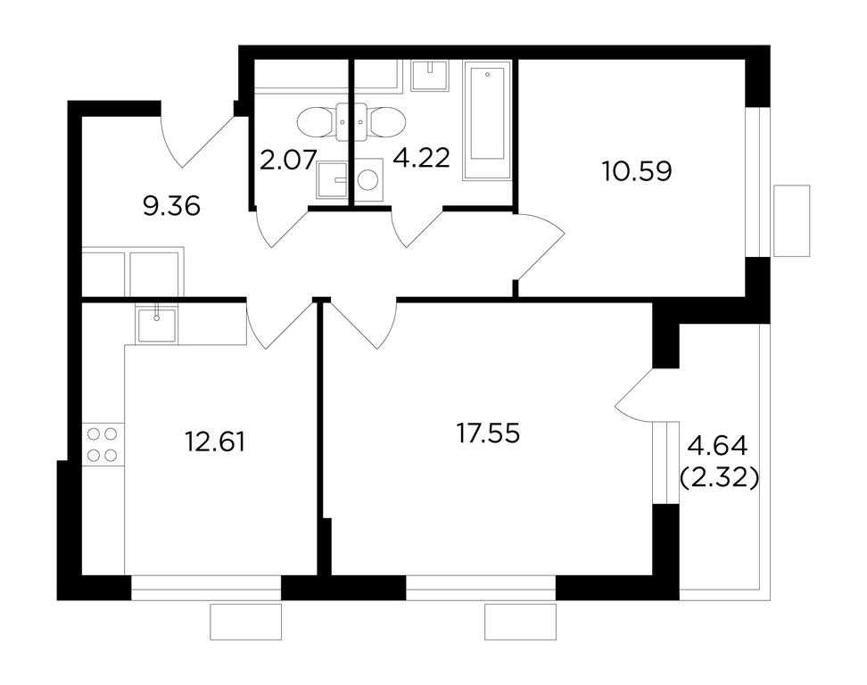 2-BD Apartment Sale, 58.9平方米 at Vesna, zhiloy kompleks Vesna, Aprelevka, Naro-Fominskiy City District, Moscow Region, Russia #1 2-BD Apartment Sale, 58.9平方米 at Vesna, zhiloy kompleks Vesna, Aprelevka, Naro-Fominskiy City District, Moscow Region, Russia #1