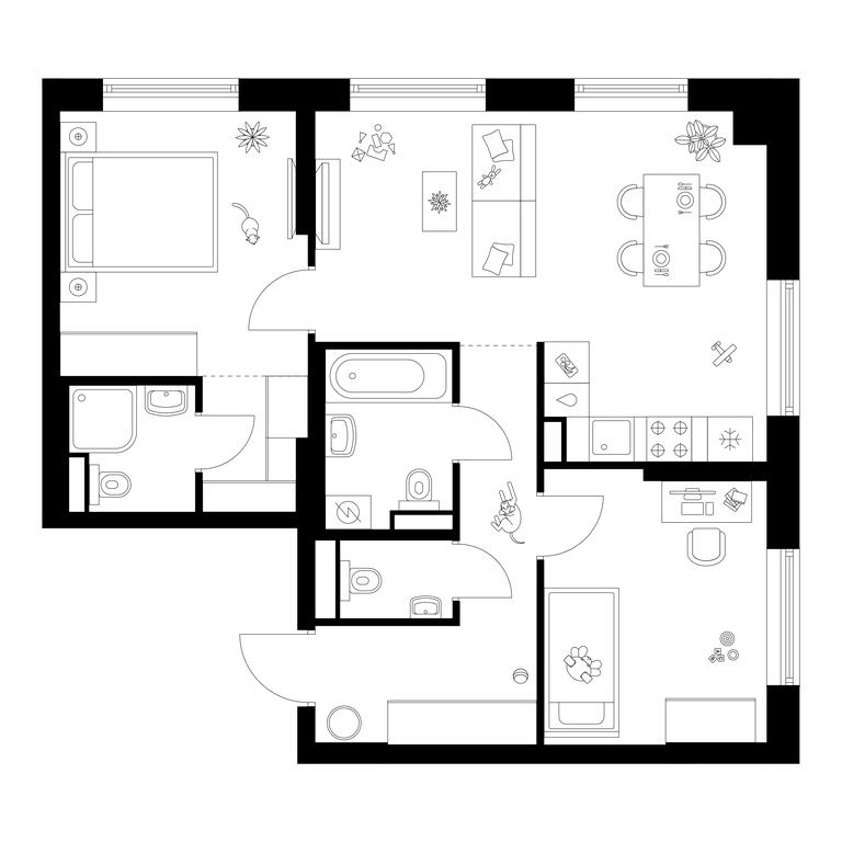 2-BD Apartment Sale, 63.8 sq. m. at Zelionyi Park, 687-y proyezd, 15с2, Zelenograd, Moscow, Russia #1