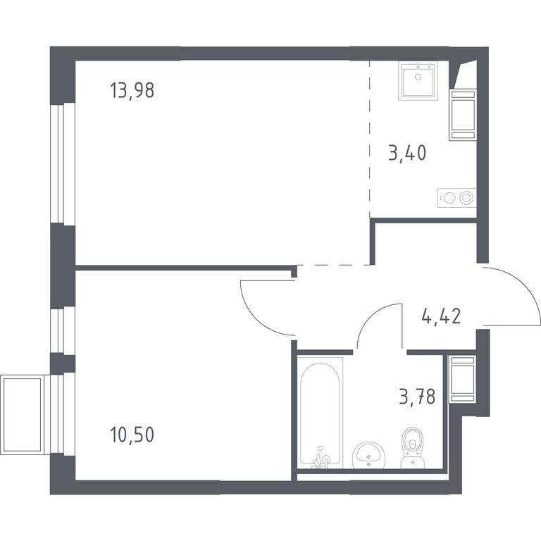 1-BD Apartment Sale, 36.08 sq. m. at Gorki Park, Shkolnaya ulitsa, 2, derevnya Korobovo, Leninskiy City District, Moscow Region, Russia #1