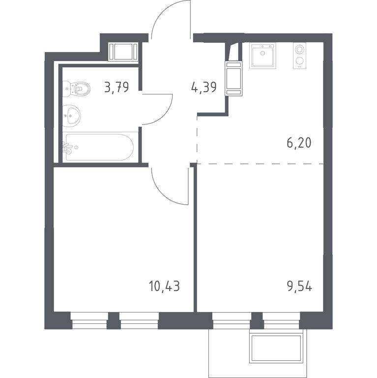 1-BD Apartment Sale, 34.35 sq. m. at Gorki Park, Shkolnaya ulitsa, 2, derevnya Korobovo, Leninskiy City District, Moscow Region, Russia #1