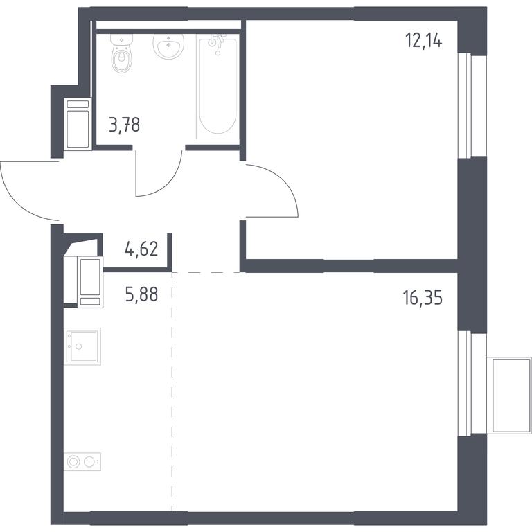 1-BD Apartment Sale, 42.77 sq. m. at Gorki Park, Shkolnaya ulitsa, 2, derevnya Korobovo, Leninskiy City District, Moscow Region, Russia #1