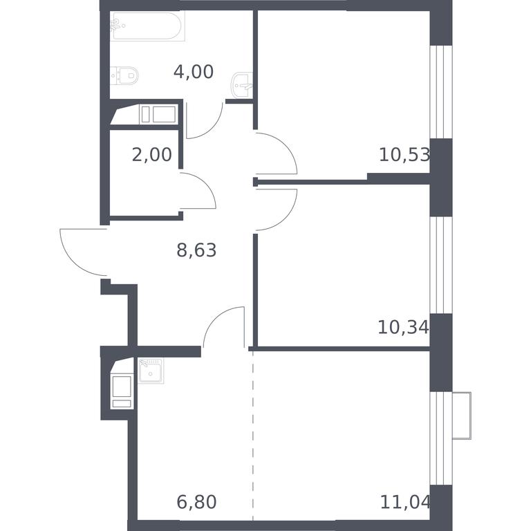 1-BD Apartment Sale, 53.6平方米 at Novoe Vnukovo, kvartal № 38, Kokoshkino Settlement, Moscow, Russia #1 1-BD Apartment Sale, 53.6平方米 at Novoe Vnukovo, kvartal № 38, Kokoshkino Settlement, Moscow, Russia #1