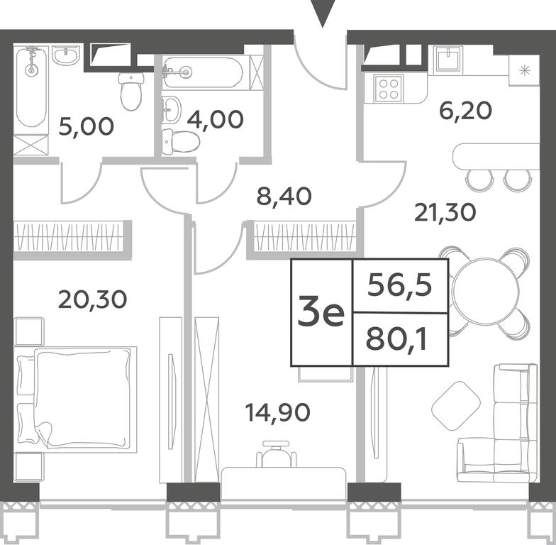 3-BD Apartment Sale, 80.1 sq. m. at Will Towers, Minskaya Street, 1/1соор1, Moscow, Russia #2 3-BD Apartment Sale, 80.1 sq. m. at Will Towers, Minskaya Street, 1/1соор1, Moscow, Russia #2