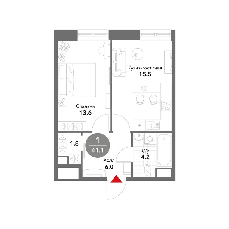 1-BD Apartment Sale, 41.2平方米 at Voxhall, Letnikovskaya Street, 4с2, Moscow, Russia #1 1-BD Apartment Sale, 41.2平方米 at Voxhall, Letnikovskaya Street, 4с2, Moscow, Russia #1
