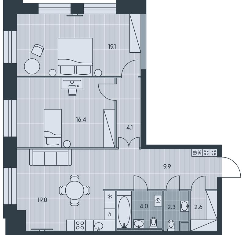 2-BD Apartment Sale, 77.4平方米 at Ever, Obrucheva Street, вл23, Moscow, Russia #1