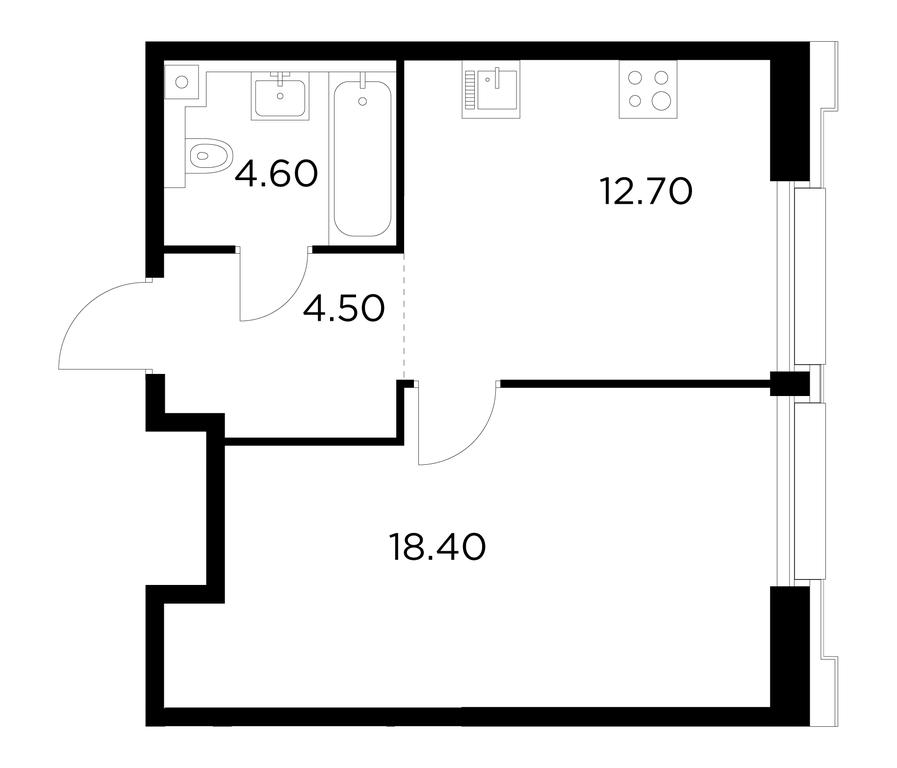 1-BD Apartment Sale, 40.2平方米 at Injoy, Admirala Makarova Street, 2с1, Moscow, Russia #1