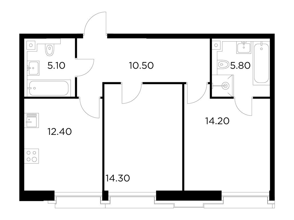 2-BD Apartment Sale, 62.3 sq. m. at Injoy, Admirala Makarova Street, 2с1, Moscow, Russia #1 2-BD Apartment Sale, 62.3 sq. m. at Injoy, Admirala Makarova Street, 2с1, Moscow, Russia #1