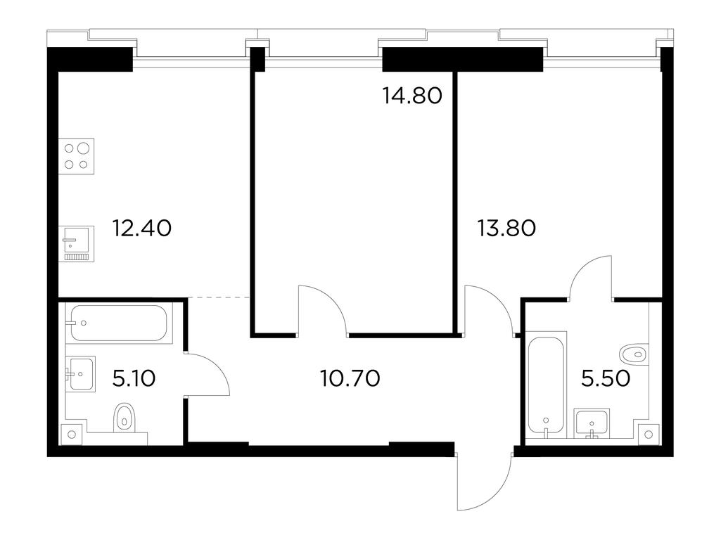 2-BD Apartment Sale, 62.3 sq. m. at Injoy, Admirala Makarova Street, 2с1, Moscow, Russia #1 2-BD Apartment Sale, 62.3 sq. m. at Injoy, Admirala Makarova Street, 2с1, Moscow, Russia #1