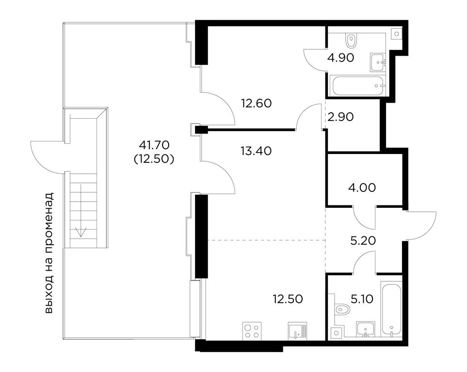 1-BD Apartment Sale, 73.1平方米 at Injoy, Admirala Makarova Street, 2с1, Moscow, Russia #1