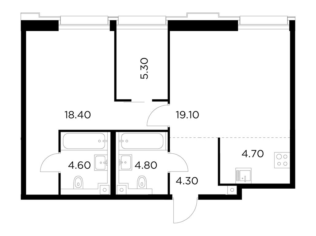 1-BD Apartment Sale, 61.2 sq. m. at Injoy, Admirala Makarova Street, 2с1, Moscow, Russia #1