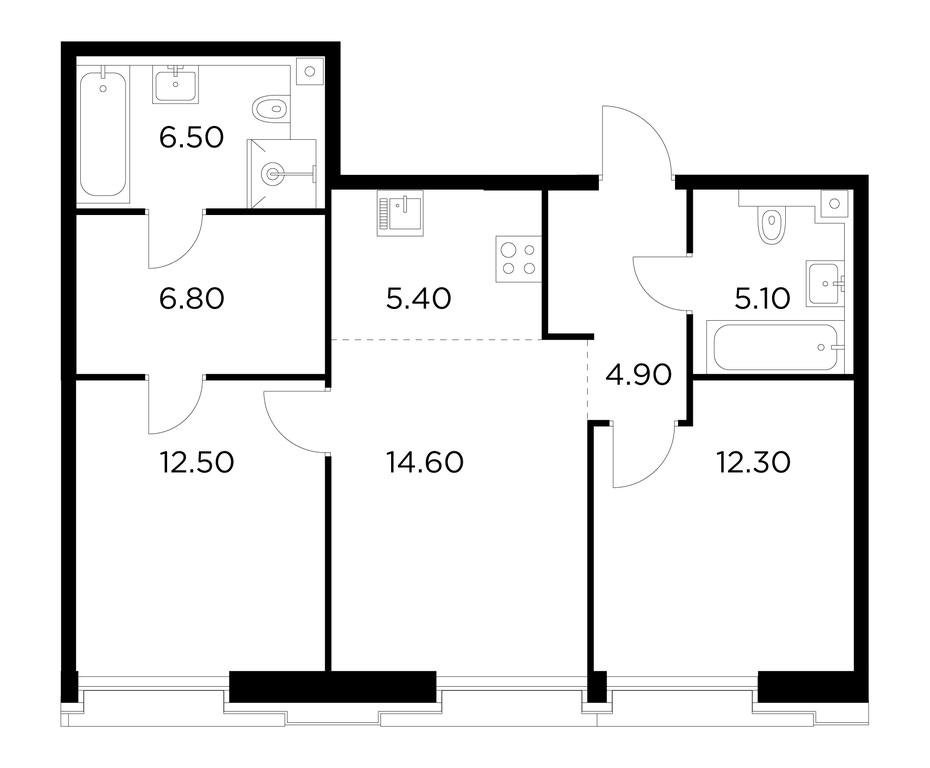 2-BD Apartment Sale, 68.1 sq. m. at Injoy, Admirala Makarova Street, 2с1, Moscow, Russia #1