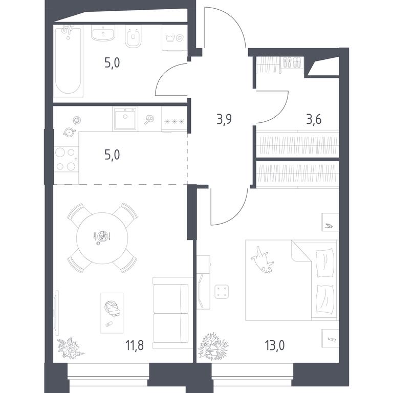 1-BD Apartment Sale, 78.65平方米 at Vereiskaya 41, Vereyskaya Street, 41, Moscow, Russia #1