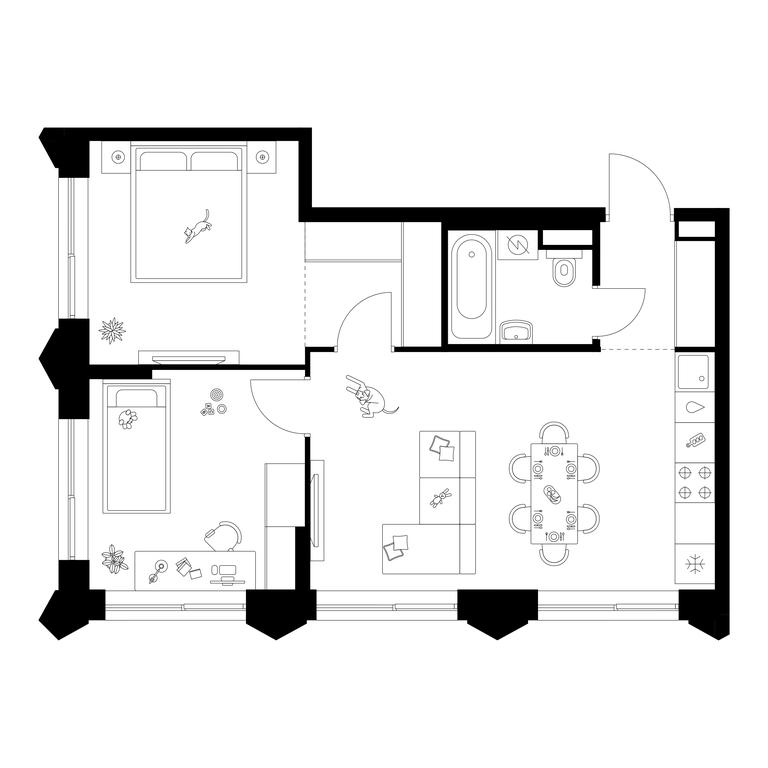 2-BD Apartment Sale, 53平方米 at Matveevskiy Park, Ochakovskoye Highway, вл3с11, Moscow, Russia #1