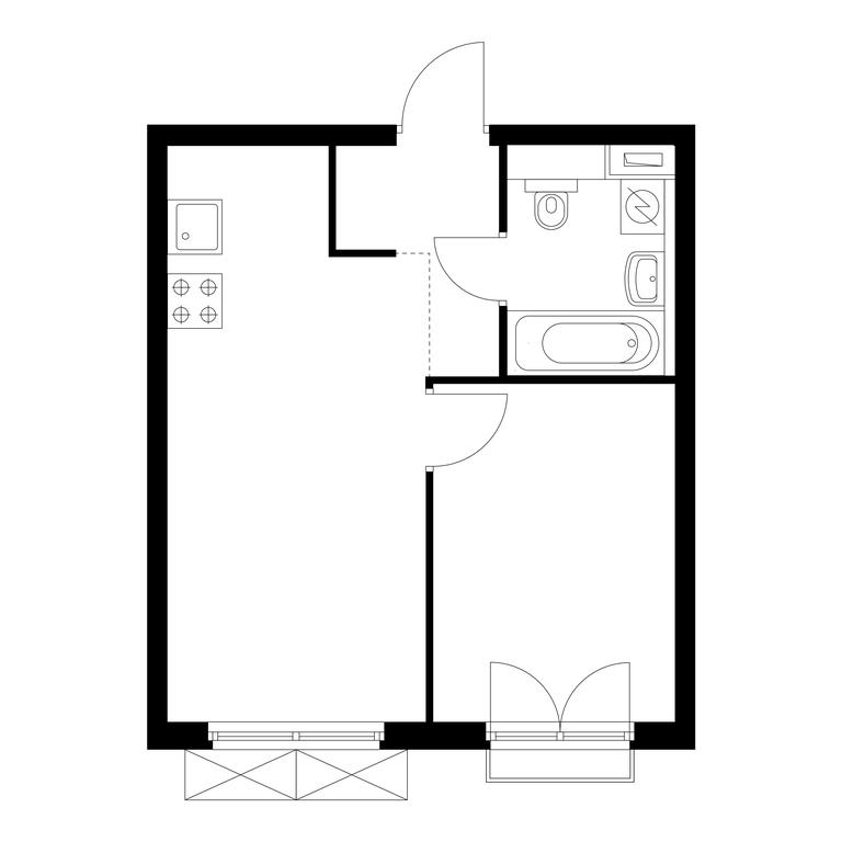 1-BD Apartment Sale, 32.8 sq. m. at Rustaveli 14, Rustaveli Street, 14с20, Moscow, Russia #1