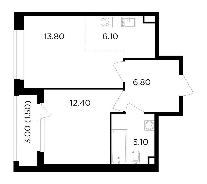 1-BD Apartment Sale, 45.7 sq. m. at Filatov Lug, zhiloy kompleks Filatov Lug, Moskovskiy Settlement, Moscow, Russia #1 1-BD Apartment Sale, 45.7 sq. m. at Filatov Lug, zhiloy kompleks Filatov Lug, Moskovskiy Settlement, Moscow, Russia #1