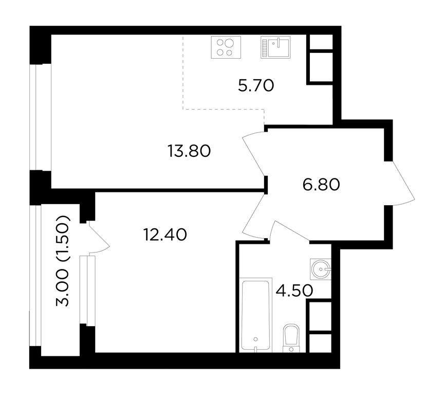 1-BD Apartment Sale, 44.7 sq. m. at Filatov Lug, zhiloy kompleks Filatov Lug, Moskovskiy Settlement, Moscow, Russia #1 1-BD Apartment Sale, 44.7 sq. m. at Filatov Lug, zhiloy kompleks Filatov Lug, Moskovskiy Settlement, Moscow, Russia #1