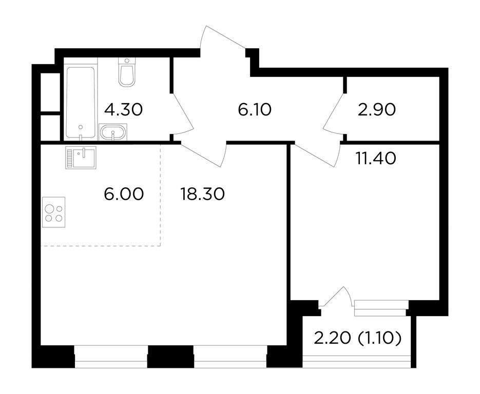 1-BD Apartment Sale, 50.1 sq. m. at Filatov Lug, zhiloy kompleks Filatov Lug, Moskovskiy Settlement, Moscow, Russia #1
