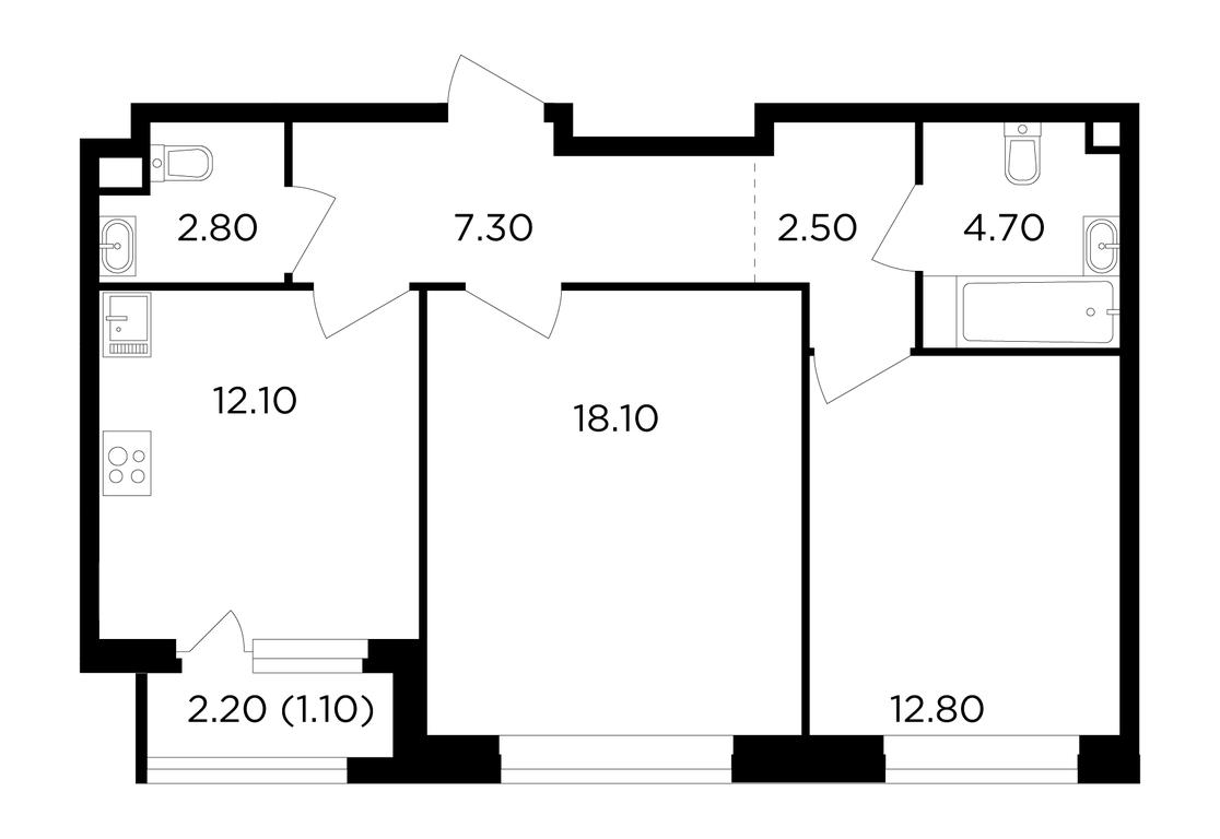 2-BD Apartment Sale, 61.4 sq. m. at Filatov Lug, zhiloy kompleks Filatov Lug, Moskovskiy Settlement, Moscow, Russia #1