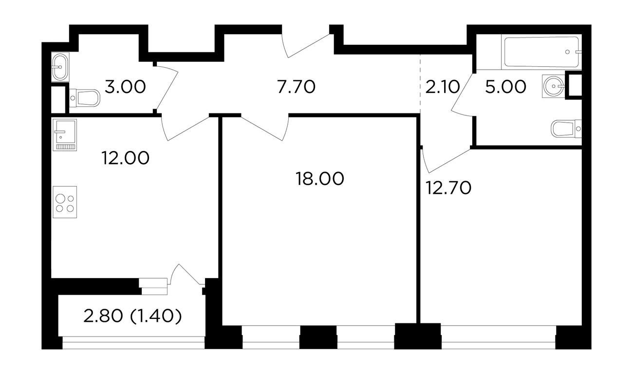 2-BD Apartment Sale, 61.9 sq. m. at Filatov Lug, zhiloy kompleks Filatov Lug, Moskovskiy Settlement, Moscow, Russia #1