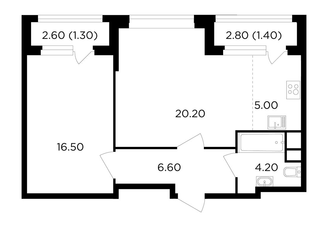 1-BD Apartment Sale, 55.2 sq. m. at Filatov Lug, zhiloy kompleks Filatov Lug, Moskovskiy Settlement, Moscow, Russia #1