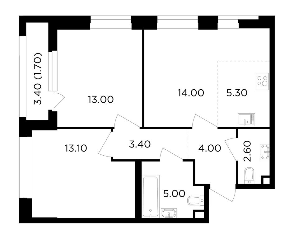 2-BD Apartment Sale, 62.1 sq. m. at Filatov Lug, zhiloy kompleks Filatov Lug, Moskovskiy Settlement, Moscow, Russia #1