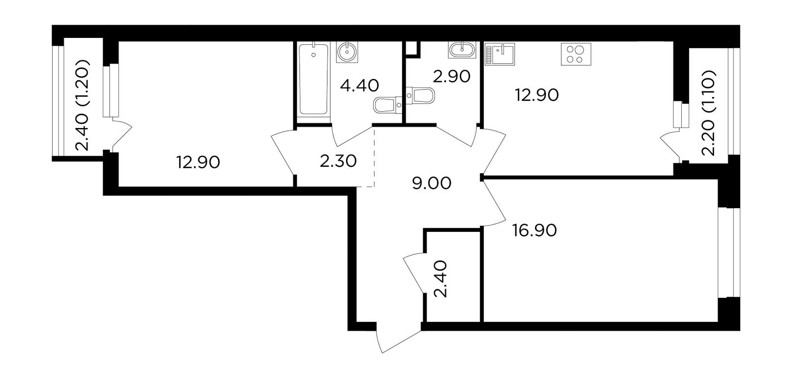 2-BD Apartment Sale, 66平方米 at Filatov Lug, zhiloy kompleks Filatov Lug, Moskovskiy Settlement, Moscow, Russia #1