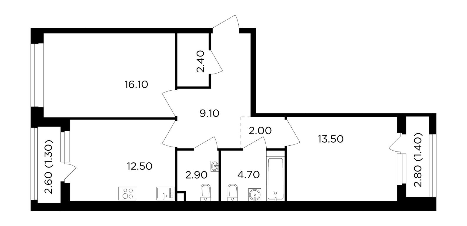 2-BD Apartment Sale, 65.9 sq. m. at Filatov Lug, zhiloy kompleks Filatov Lug, Moskovskiy Settlement, Moscow, Russia #1