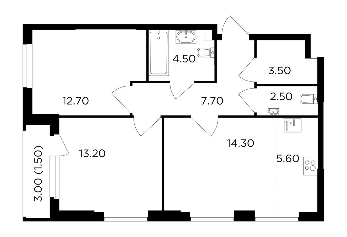 2-BD Apartment Sale, 65.5 sq. m. at Filatov Lug, zhiloy kompleks Filatov Lug, Moskovskiy Settlement, Moscow, Russia #1