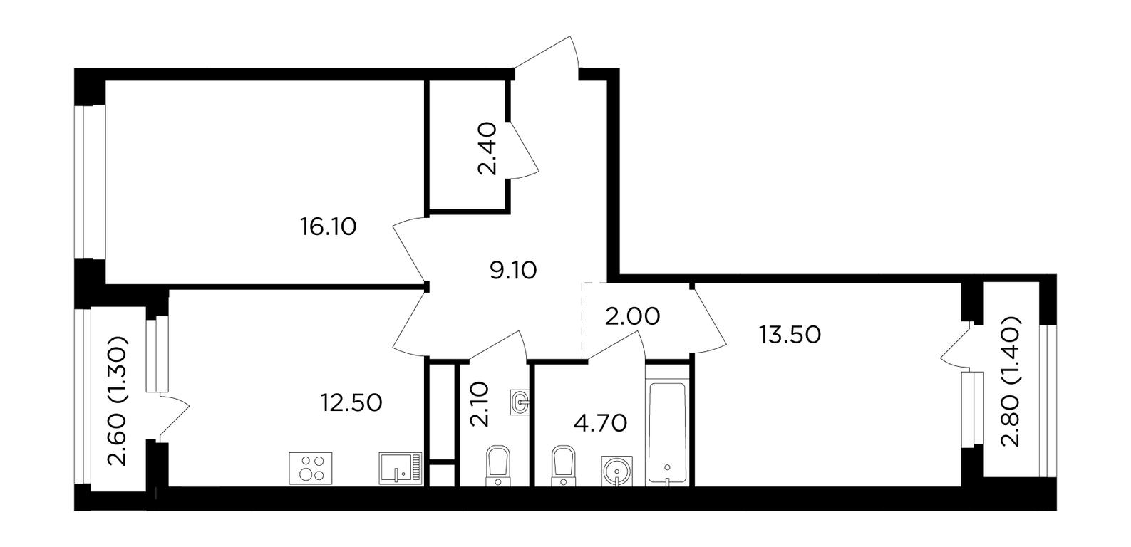 2-BD Apartment Sale, 65.1 sq. m. at Filatov Lug, zhiloy kompleks Filatov Lug, Moskovskiy Settlement, Moscow, Russia #1