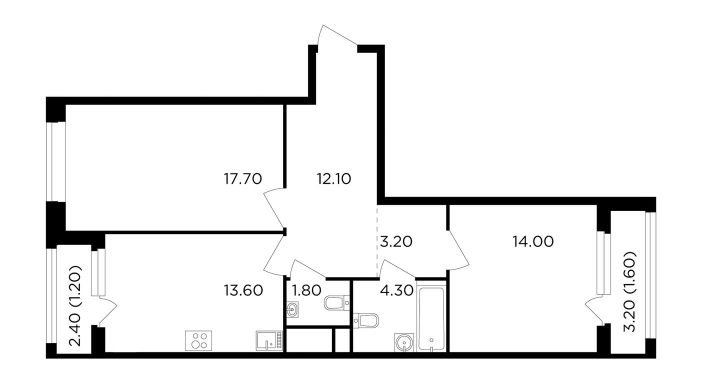 2-BD Apartment Sale, 69.5 sq. m. at Filatov Lug, zhiloy kompleks Filatov Lug, Moskovskiy Settlement, Moscow, Russia #1