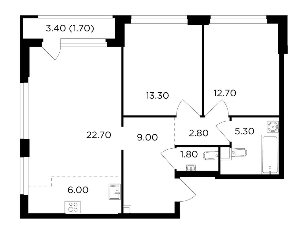 2-BD Apartment Sale, 75.3 sq. m. at Filatov Lug, zhiloy kompleks Filatov Lug, Moskovskiy Settlement, Moscow, Russia #1 2-BD Apartment Sale, 75.3 sq. m. at Filatov Lug, zhiloy kompleks Filatov Lug, Moskovskiy Settlement, Moscow, Russia #1