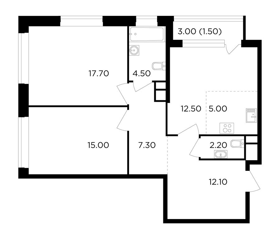 2-BD Apartment Sale, 77.8 sq. m. at Filatov Lug, zhiloy kompleks Filatov Lug, Moskovskiy Settlement, Moscow, Russia #1 2-BD Apartment Sale, 77.8 sq. m. at Filatov Lug, zhiloy kompleks Filatov Lug, Moskovskiy Settlement, Moscow, Russia #1