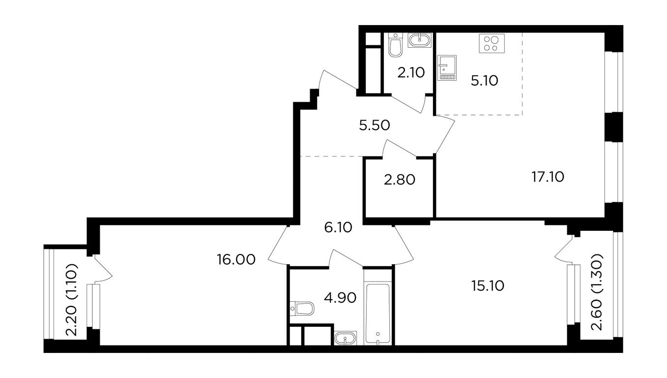 2-BD Apartment Sale, 77.1 sq. m. at Filatov Lug, zhiloy kompleks Filatov Lug, Moskovskiy Settlement, Moscow, Russia #1 2-BD Apartment Sale, 77.1 sq. m. at Filatov Lug, zhiloy kompleks Filatov Lug, Moskovskiy Settlement, Moscow, Russia #1