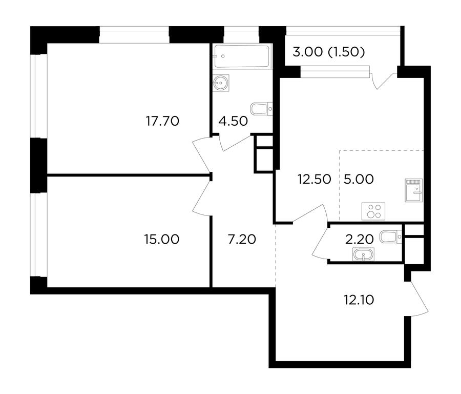 2-BD Apartment Sale, 77.7 sq. m. at Filatov Lug, zhiloy kompleks Filatov Lug, Moskovskiy Settlement, Moscow, Russia #1 2-BD Apartment Sale, 77.7 sq. m. at Filatov Lug, zhiloy kompleks Filatov Lug, Moskovskiy Settlement, Moscow, Russia #1