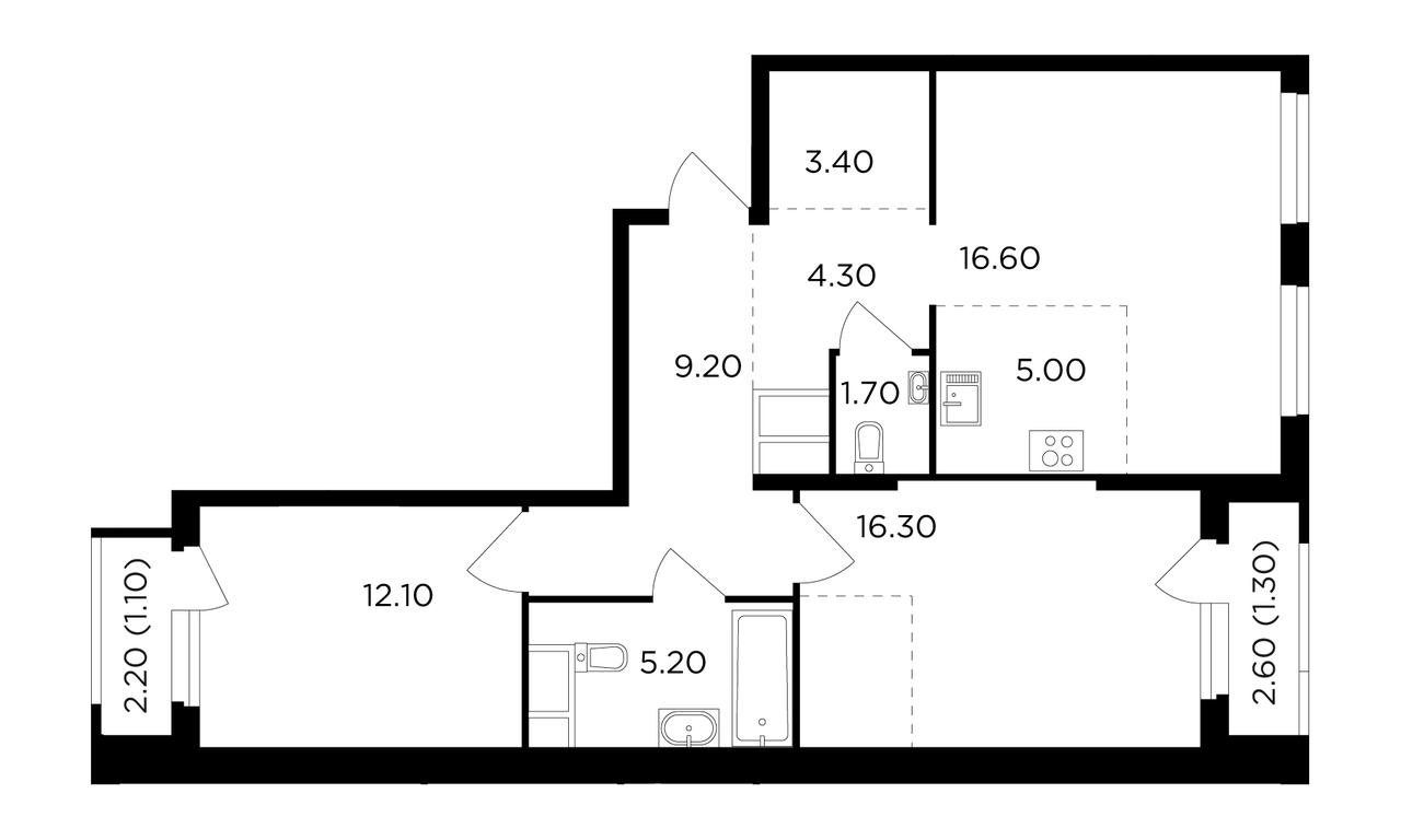 2-BD Apartment Sale, 76.2 sq. m. at Filatov Lug, zhiloy kompleks Filatov Lug, Moskovskiy Settlement, Moscow, Russia #1