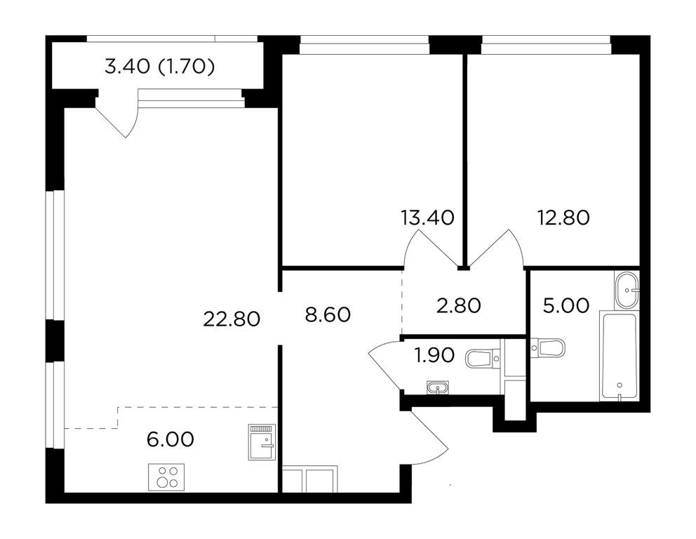 2-BD Apartment Sale, 74.9 sq. m. at Filatov Lug, zhiloy kompleks Filatov Lug, Moskovskiy Settlement, Moscow, Russia #1 2-BD Apartment Sale, 74.9 sq. m. at Filatov Lug, zhiloy kompleks Filatov Lug, Moskovskiy Settlement, Moscow, Russia #1