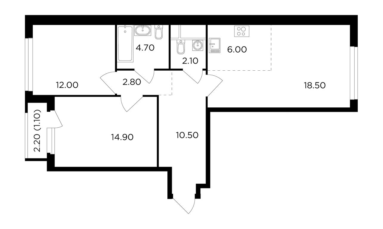 2-BD Apartment Sale, 72.6 sq. m. at Filatov Lug, zhiloy kompleks Filatov Lug, Moskovskiy Settlement, Moscow, Russia #1 2-BD Apartment Sale, 72.6 sq. m. at Filatov Lug, zhiloy kompleks Filatov Lug, Moskovskiy Settlement, Moscow, Russia #1