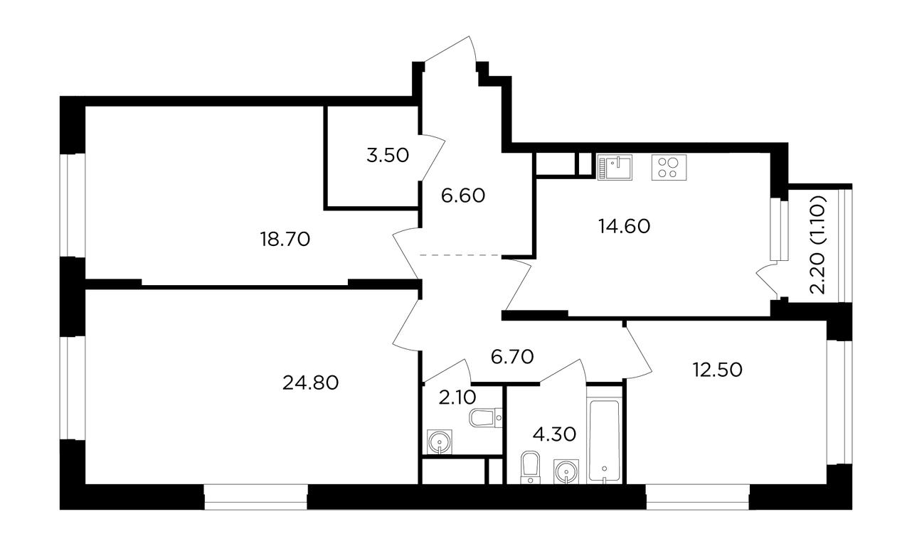 3-BD Apartment Sale, 94.9 sq. m. at Filatov Lug, zhiloy kompleks Filatov Lug, Moskovskiy Settlement, Moscow, Russia #1