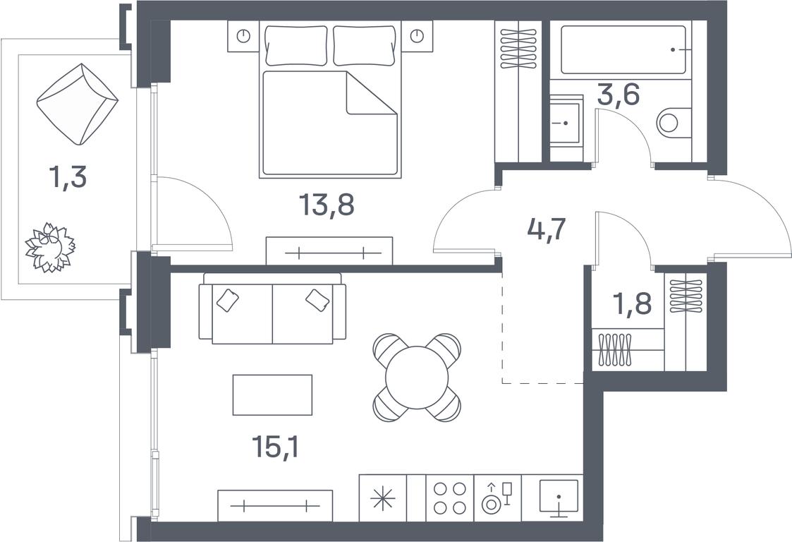 1-BD Apartment Sale, 40.3 sq. m. at Portland, Yuzhnoportovaya Street, 42с5, Moscow, Russia #2 1-BD Apartment Sale, 40.3 sq. m. at Portland, Yuzhnoportovaya Street, 42с5, Moscow, Russia #2