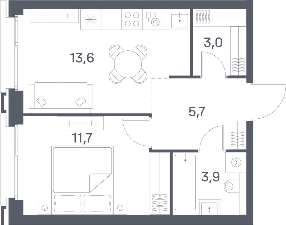 1-BD Apartment Sale, 37.9平方米 at Portland, Yuzhnoportovaya Street, 42с5, Moscow, Russia #1 1-BD Apartment Sale, 37.9平方米 at Portland, Yuzhnoportovaya Street, 42с5, Moscow, Russia #1