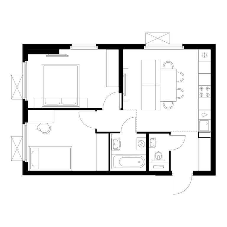 2-BD Apartment Sale, 49.7 sq. m. at Yaroslavskiy, 16th Microdistrict, Mytischi, Moscow Region, Russia #1