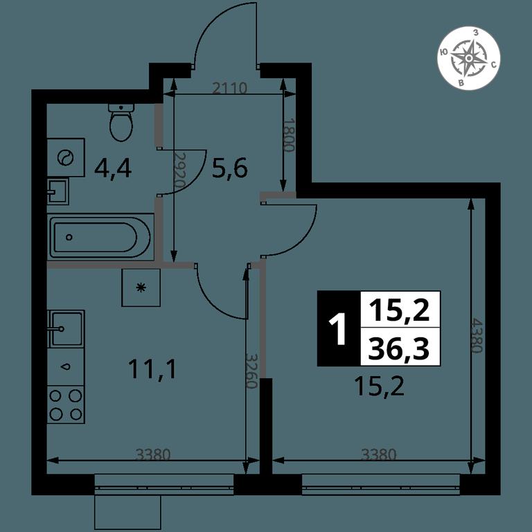 1-BD Apartment Sale, 36.3平方米 at 1 Yasenevskij, Kvartal № 24, Mosrentgen Settlement, Moscow, Russia #1 1-BD Apartment Sale, 36.3平方米 at 1 Yasenevskij, Kvartal № 24, Mosrentgen Settlement, Moscow, Russia #1