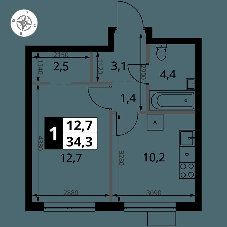 1-BD Apartment Sale, 34.3 sq. m. at 1 Yasenevskij, Kvartal № 24, Mosrentgen Settlement, Moscow, Russia #1 1-BD Apartment Sale, 34.3 sq. m. at 1 Yasenevskij, Kvartal № 24, Mosrentgen Settlement, Moscow, Russia #1