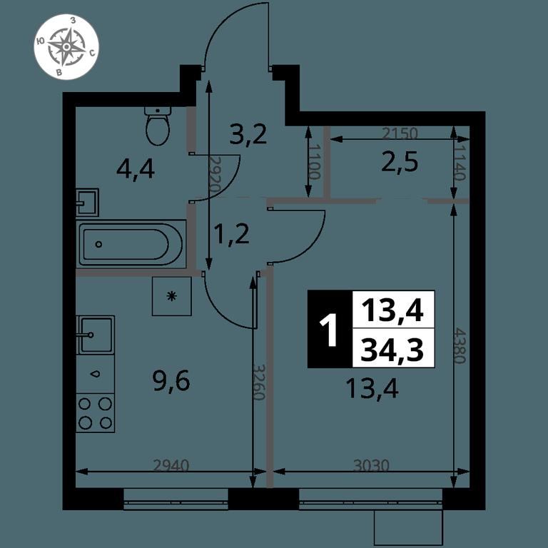 1-BD Apartment Sale, 34.3 sq. m. at 1 Yasenevskij, Kvartal № 24, Mosrentgen Settlement, Moscow, Russia #1 1-BD Apartment Sale, 34.3 sq. m. at 1 Yasenevskij, Kvartal № 24, Mosrentgen Settlement, Moscow, Russia #1