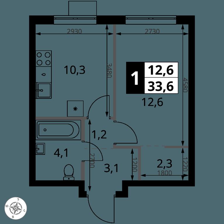1-BD Apartment Sale, 33.6 sq. m. at 1 Yasenevskij, Kvartal № 24, Mosrentgen Settlement, Moscow, Russia #1