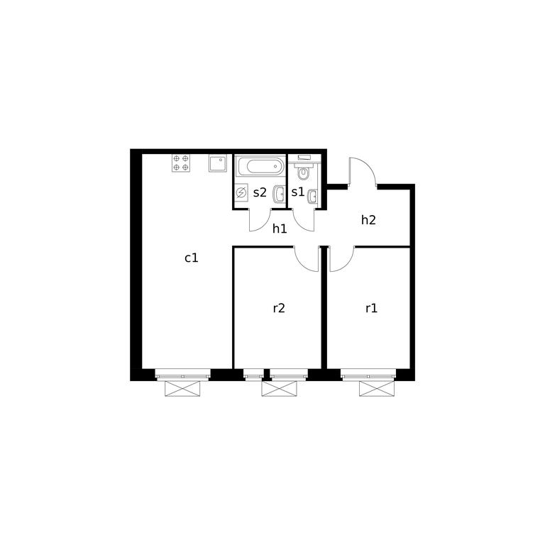 2-BD Apartment Sale, 58.6平方米 at Myakinino Park, Myakininskoe Highway, с3, Moscow Region, Russia #1