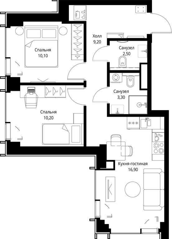 2-BD Apartment Sale, 52.2平方米 at VEER, Vereyskaya Street, Moscow, Russia #1 2-BD Apartment Sale, 52.2平方米 at VEER, Vereyskaya Street, Moscow, Russia #1