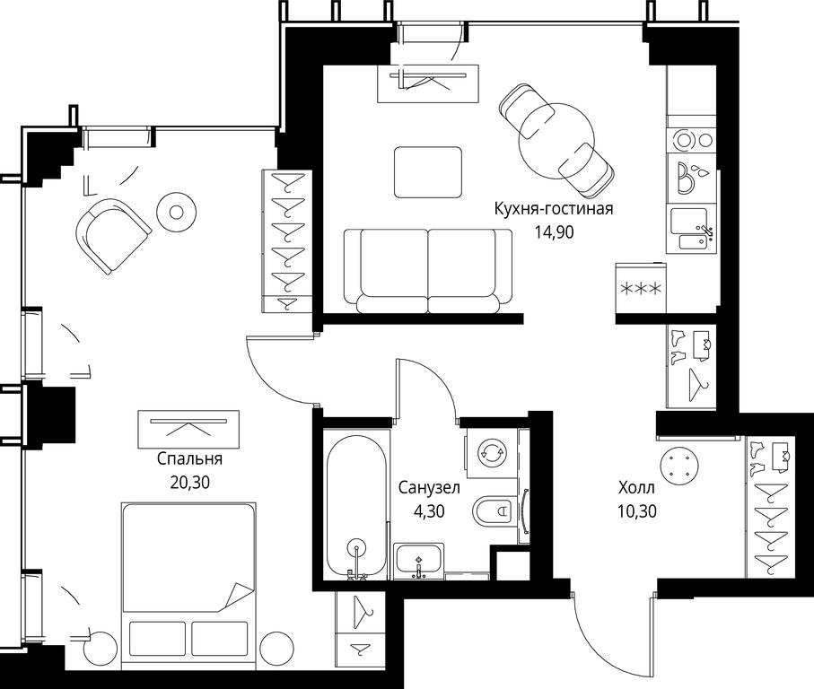 1-BD Apartment Sale, 49.8 sq. m. at VEER, Vereyskaya Street, Moscow, Russia #1 1-BD Apartment Sale, 49.8 sq. m. at VEER, Vereyskaya Street, Moscow, Russia #1