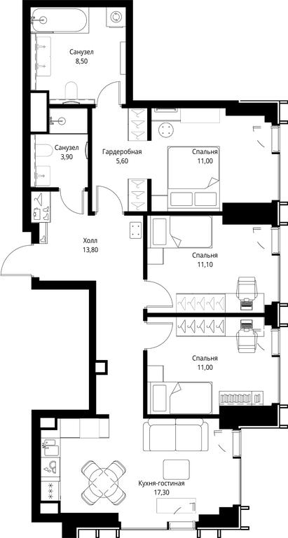 3-BD Apartment Sale, 82.2 sq. m. at VEER, Vereyskaya Street, Moscow, Russia #1 3-BD Apartment Sale, 82.2 sq. m. at VEER, Vereyskaya Street, Moscow, Russia #1