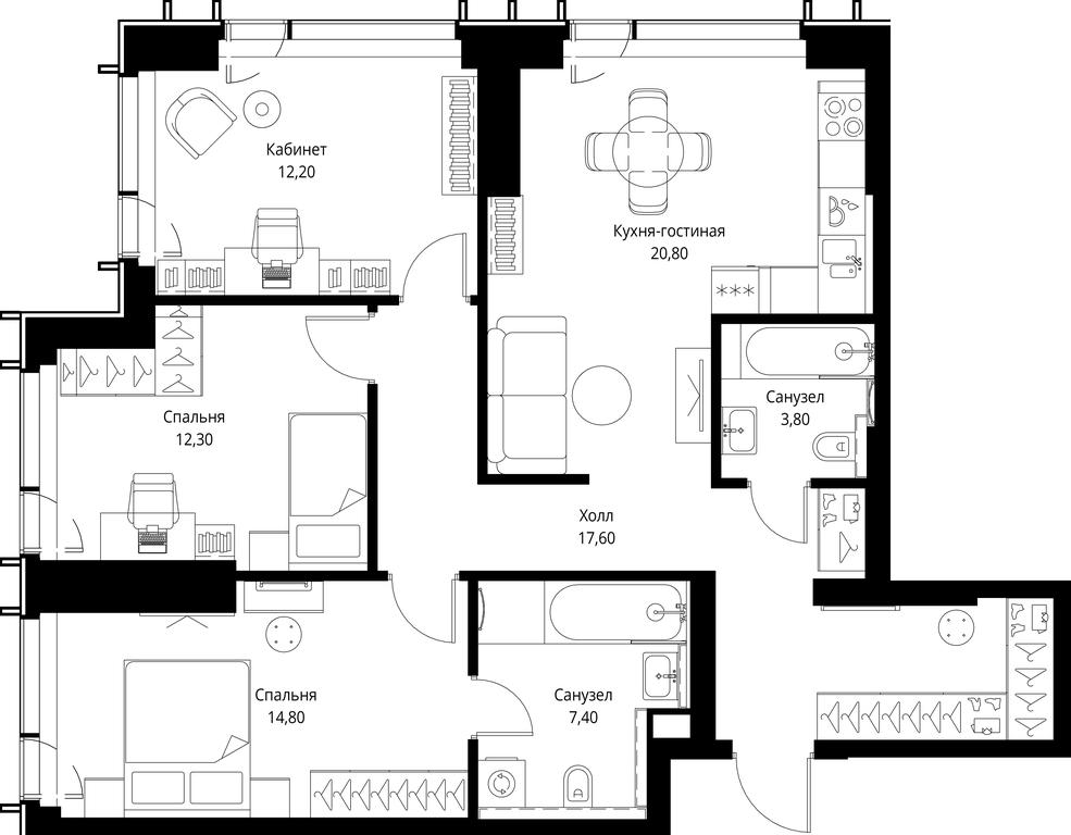 3-BD Apartment Sale, 88.9 sq. m. at VEER, Vereyskaya Street, Moscow, Russia #1 3-BD Apartment Sale, 88.9 sq. m. at VEER, Vereyskaya Street, Moscow, Russia #1